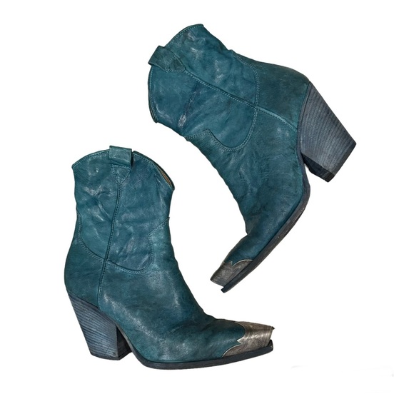 Free People Shoes - Free People Brayden Western Boots in Petrol US 9/ EU 39